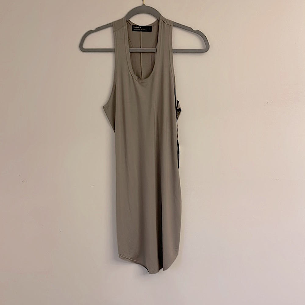 Benjamin Jay Taupe Tank Dress with curved hem